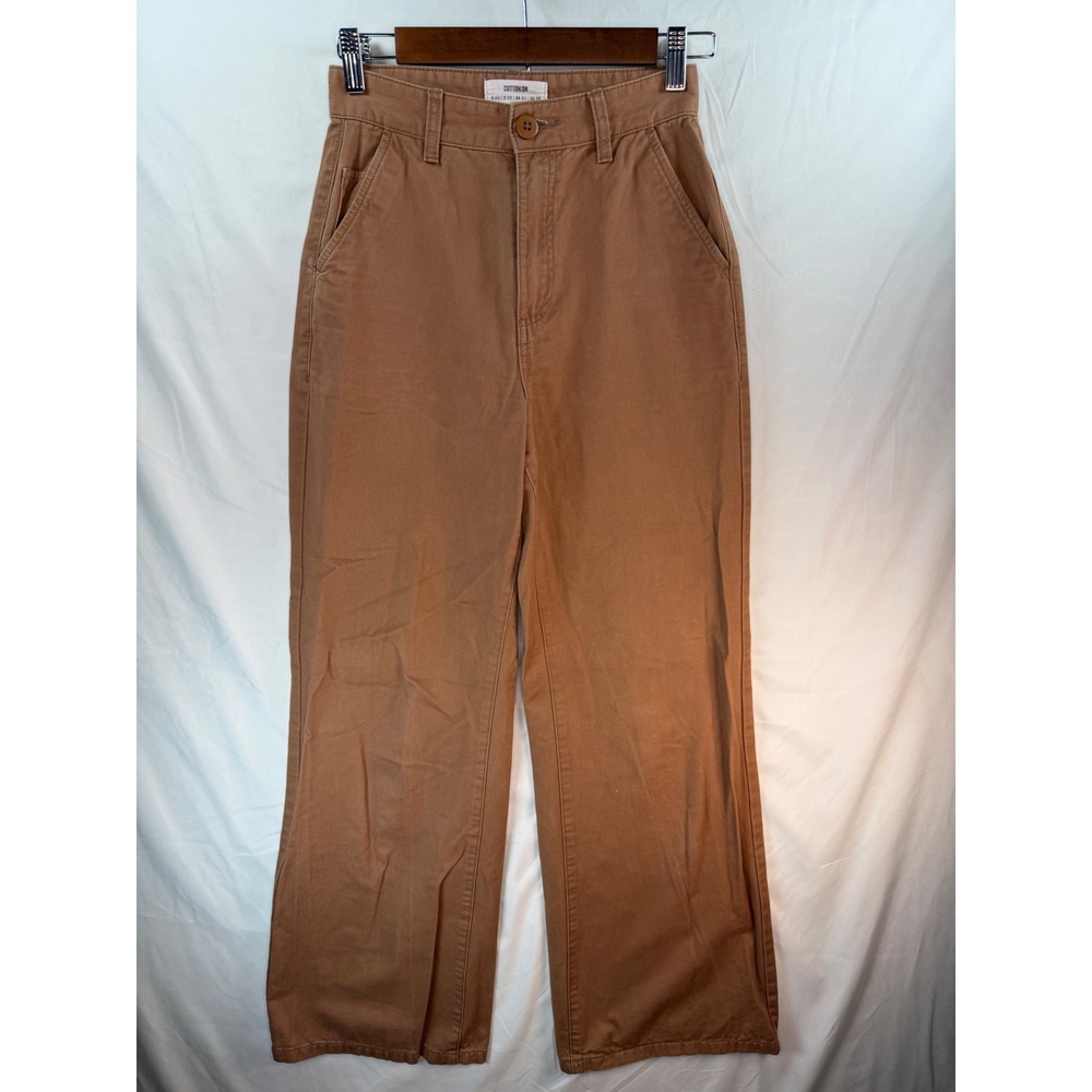 Cotton On Womens High Waisted Wide Leg Utility Pants Tan Brown Size 2